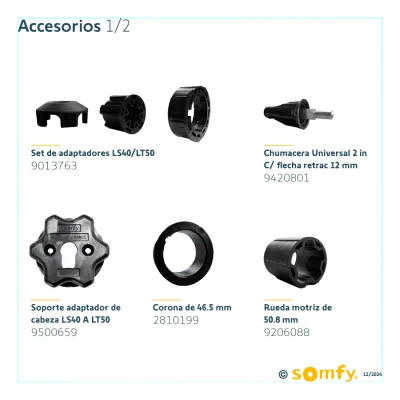 Motor Tubular Mecánico / 4 Hilos / 120 VCA / Tubo 50 mm / Persiana hasta 3 m (9.8 ft) ancho / 4 m (13.1 ft) alto / 33-60 rpm / 49 dB
