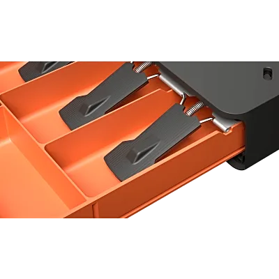 Cajón de Efectivo Compacto / ABS de Alta Resistencia / 3 Posiciones de Bloqueo / Voltaje Autoajustable 9V-28V / 1,000,000+ Operaciones / Carga 10 kg / Ruido