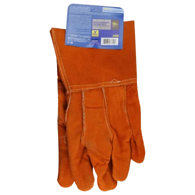 Guantes de Protección Industrial / Carnaza Reforzada / Puño Largo 12.5 cm / Resistencia a Abrasión y Temperaturas Moderadas / Expulsión Rápida