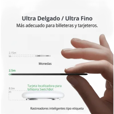 Localizador de Billetera / Compatible Apple Find My / Bluetooth BLE / NFC 13.56 MHz / IP67 / Batería 540 mAh / 3 Años Autonomía / 85 x 54 x 2.5 mm (3.3 x 2.1 x 0.1 in)