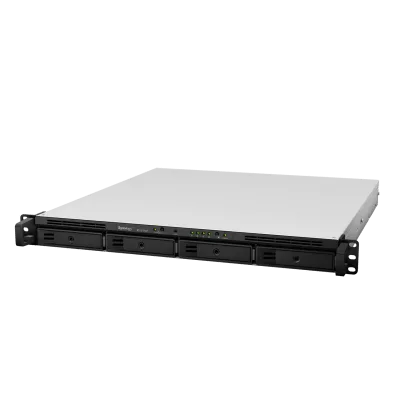 NAS Rack / 4 Bahías / CPU Intel Xeon D-1527 Quad-Core / 8 GB DDR4 ECC Ampliable a 64 GB / 2 Ranuras M.2 NVMe/SATA / 4 Puertos LAN 1GbE / Soporte 10GbE Opcional / Escalable a 16 Bahías
