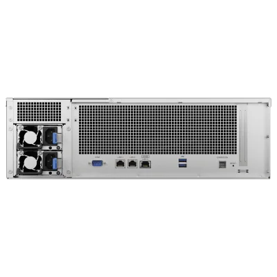 Servidor NAS Rack / 16 Bahías Intercambiables / 3U / Rendimiento 3,519/1,790 MB/s / 10GbE Integrado / Fuentes Duales en Caliente / Expansible a 28 Bahías / Hasta 560 TB