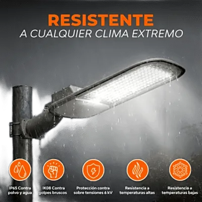 Luminaria LED Punta de Poste 100 W / 11 000 lm / 6 500 K Luz de Día / IP65 / Fotocelda Integrada / Protección 6 kV / Aluminio / Vida 50 000 h