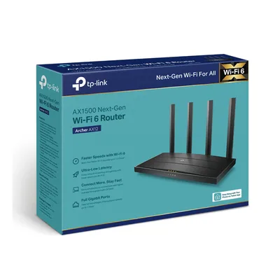 Router WiFi 6 / AX1500 / 4 Flujos / 4 Antenas Externas / 1 WAN Gigabit + 3 LAN Gigabit / OFDMA / Beamforming / WPA3 / EasyMesh
