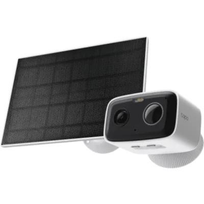 Kit Cámara de Seguridad Solar / 1080P Full HD / Batería Recargable 5,200 mAh / Autonomía 180 Días / Panel Solar con Cable 1 m (3.28 ft) / Visión Nocturna a Color / Detección de Personas por IA / Siren