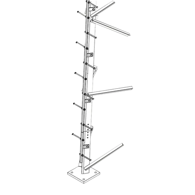 Escalerilla tipo perno / Acero galvanizado / 40 cm entre peldaños / 150 kg por peldaño / 140 ft (42.7 m) / Sección cuadrada