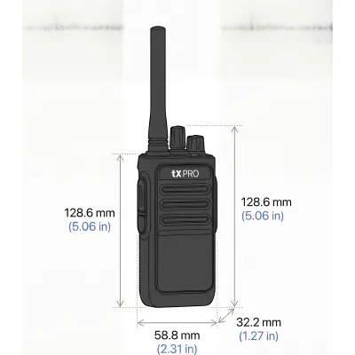 Radio Portátil Analógico UHF / 2W / 16 Canales / 400-470 MHz / VOX Manos Libres / Batería 6-8 hrs / Uso Inmediato