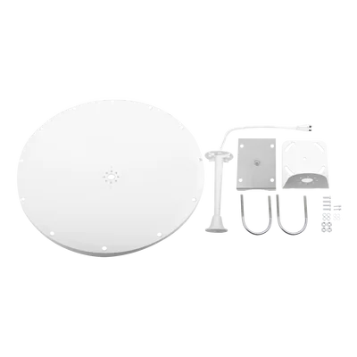 Antena Direccional / 4.8 - 6.5 GHz / 28 dBi / Alcance 20 km (12.4 mi) / Polarización Dual / Viento 200 km/h (124.3 mph)