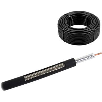 Rollo de 100 Metros de Cable Coaxial Tipo RG-58, LMR-195, Baja Pérdida de 50 Ohms, Conductor de Cobre Sólido