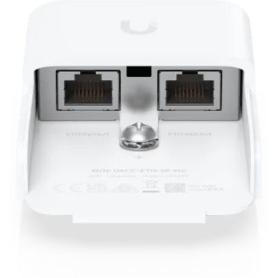 Protector Contra Descargas Ethernet Ubiquiti UACC-ETH-SP-Pro 10Gbps con Soporte PoE e IPX5