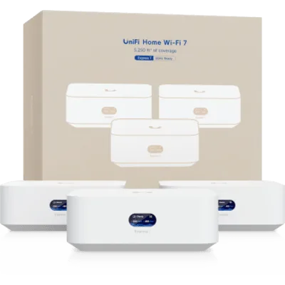 Sistema Wi-Fi 7 Mesh / 3 Unidades / Cobertura 487 m² (5,250 ft²) / Gateway Cloud con WAN 10GbE / 6 GHz hasta 5.7 Gbps / 300 Clientes