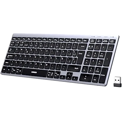 Teclado Inalámbrico Multimodo / Bluetooth + 2.4 GHz / 3 Dispositivos Simultáneos / Recorrido de Tecla 1.8 mm / Batería 500 mAh / USB-C / Alcance 10 m (33 ft)