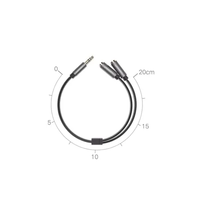 Divisor de Audio / 3.5mm Macho a 2x 3.5mm Hembra / 25 cm (0.82 pies) / TPE / Negro