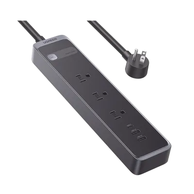 Regleta con Protector de Sobretensiones / 3 Salidas CA NEMA 5-15R / USB-C PD 30W / 2 USB-A / 1600 J / Cable 1.8m (5.9 pies) / Negro