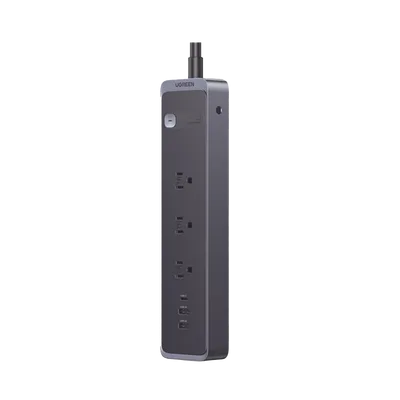 Regleta con Protector de Sobretensiones / 3 Salidas CA NEMA 5-15R / USB-C PD 30W / 2 USB-A / 1600 J / Cable 1.8m (5.9 pies) / Negro