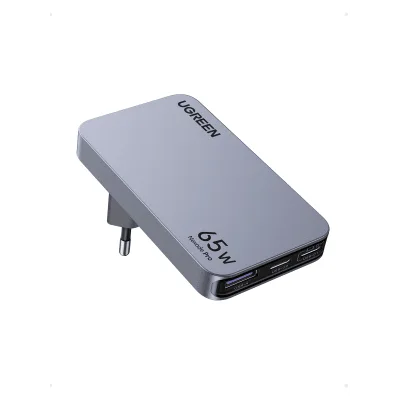 Cargador Rápido GaN / 65W / 3 Puertos / PD 3.0 / PPS / QC 4.0 / 100-240V