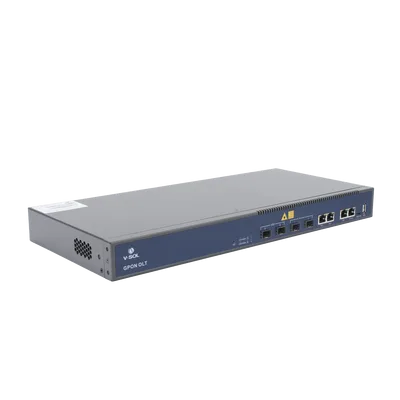 OLT GPON / 2 Puertos PON / 4 Puertos Uplink / Hasta 256 ONUs / Alcance 20 km / Montaje en Rack