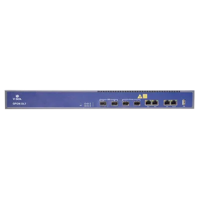OLT GPON / 2 Puertos PON / 4 Puertos Uplink / Hasta 256 ONUs / Alcance 20 km / Montaje en Rack