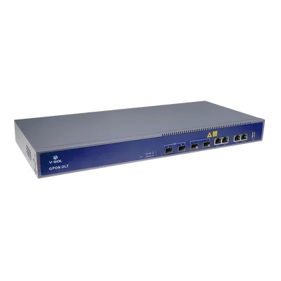 OLT GPON / 2 Puertos PON / 4 Puertos Uplink / Hasta 256 ONUs / Alcance 20 km / Montaje en Rack
