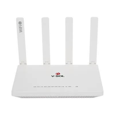 ONU xPON Wi-Fi 6 AX1500 / 4 Puertos Gigabit / Puerto PON SC/UPC / 4 Antenas 5 dBi / 18W / 10.2 × 6.2 × 1.8 in