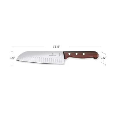 Cuchillo Santoku / Hoja 17 cm / Filo con Alvéolos / Mango de Pino Modificado / 0.103 kg / Fabricación Suiza