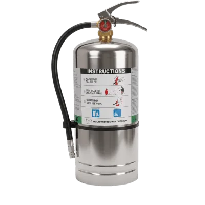 Extintor de Agente Químico Líquido / Especializado Fuegos Clase K / Capacidad 6 L (1.6 gal) / UL / ULC / Acero Inoxidable y Latón
