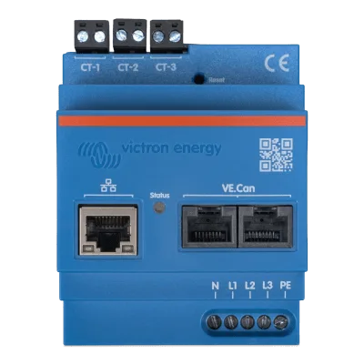 Contador de Energía Trifásico / 75 A / 3 Fases / Ethernet y VE.Can / Actualización 100 ms / Transformadores CT Incluidos