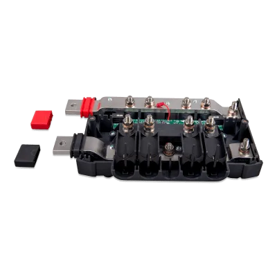 Barra de Distribución DC Modular / 4 Fusibles Mega / Indicadores LED / Sistema Lynx M10 / Monitoreo Individual