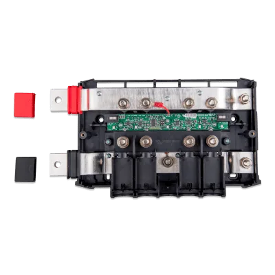 Barra de Distribución DC Modular / 4 Fusibles Mega / Indicadores LED / Sistema Lynx M10 / Monitoreo Individual