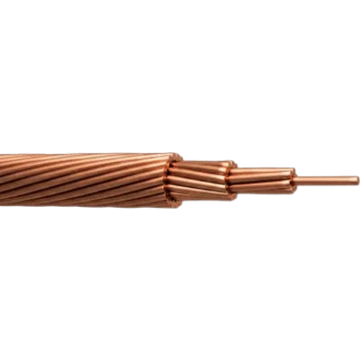 Cable de Cobre Desnudo | Calibre 1/0 AWG | Construcción Concéntrica | Alta Conductividad Eléctrica | Uso en Líneas Aéreas y Puestas a Tierra