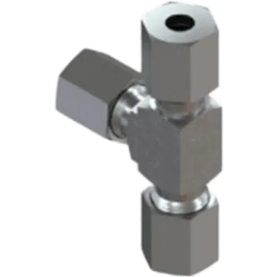 Racor Hidráulico Tee Ramal / 3 Vías / Cono 24° / Tubo 6 mm / Rosca M12x1.5 / 500 bar (7250 psi) / -40°C a +300°C