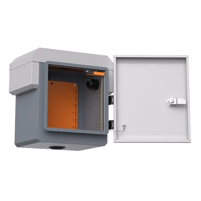 Gabinete de Protección IP55 / Acero SPCC / 250 x 250 x 180 mm / Rieles DIN / 4 Placas Laterales / Montaje Exterior