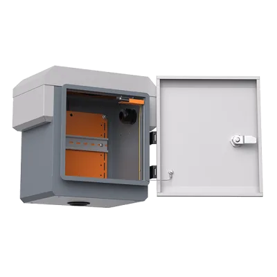 Gabinete de Protección IP55 / Acero SPCC / 250 x 250 x 180 mm / Rieles DIN / 4 Placas Laterales / Montaje Exterior