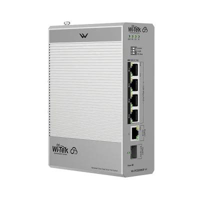Switch Industrial PoE / 4 Puertos Gigabit PoE++ (802.3bt) 90W / 1 Puerto Gigabit + 1 SFP / Fanless / DIN-Rail / -30°C a 65°C / Presupuesto PoE 55W-300W