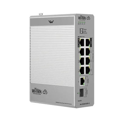 Switch Industrial PoE / 8 Puertos Gigabit PoE / 270W Budget / Uplink SFP / DIN-Rail / -30°C a 65°C / Fanless