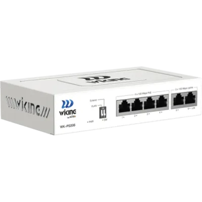 Switch PoE No Administrable / 4 Puertos 10/100 Mbps PoE af/at / 2 Puertos Uplink 10/100 Mbps / Presupuesto PoE 45 W / Alcance Extendido 250 m (820.2 ft)