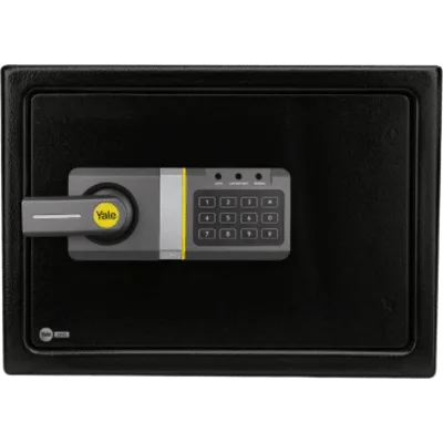 Caja Fuerte Electrónica / Apertura por Código y Llave / 2 Bulones de Acero / Bloqueo por Intento Fallido / 350 x 250 x 250 mm (13.8 x 9.8 x 9.8 in) / Alimentación 6 Vcc