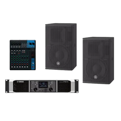 Kit de Refuerzo Sonoro / 2 Vías Bass-Reflex / 10" (0.83 ft) Woofer / 1.4" (0.12 ft) HF / 350W PGM / 55 Hz - 20 kHz / 93 dB / Amplificador 800W / Mixer 4 Canales