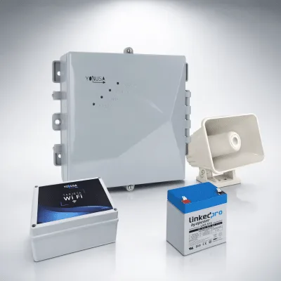 Energizador de Cerco Eléctrico / 12,000 V Disuasivo / Control Wi-Fi / Respaldo de Batería 3 Días / Detección de Intrusión / IP Resistente a Lluvia y UV