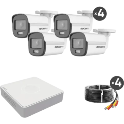 Kit de Videovigilancia TurboHD / 1080p Lite / 4 Cámaras Bala ColorVu / DVR 5 Canales / IR 20 m (65.6 ft) / IP66
